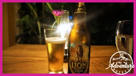 Lion beer and glass